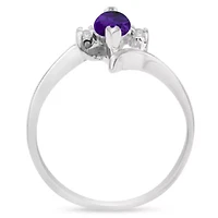 1/2 Carat Marquise Shape Gemstone and Diamond Ring Sterling Silver