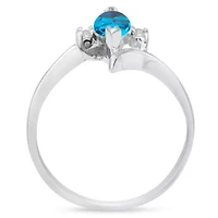 1/2 Carat Marquise Shape Gemstone and Diamond Ring Sterling Silver