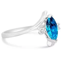 1/2 Carat Marquise Shape Gemstone and Diamond Ring Sterling Silver