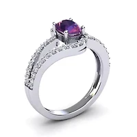 1.40 Carat Oval Shape Gemstone and Fancy Diamond Ring Sterling Silver