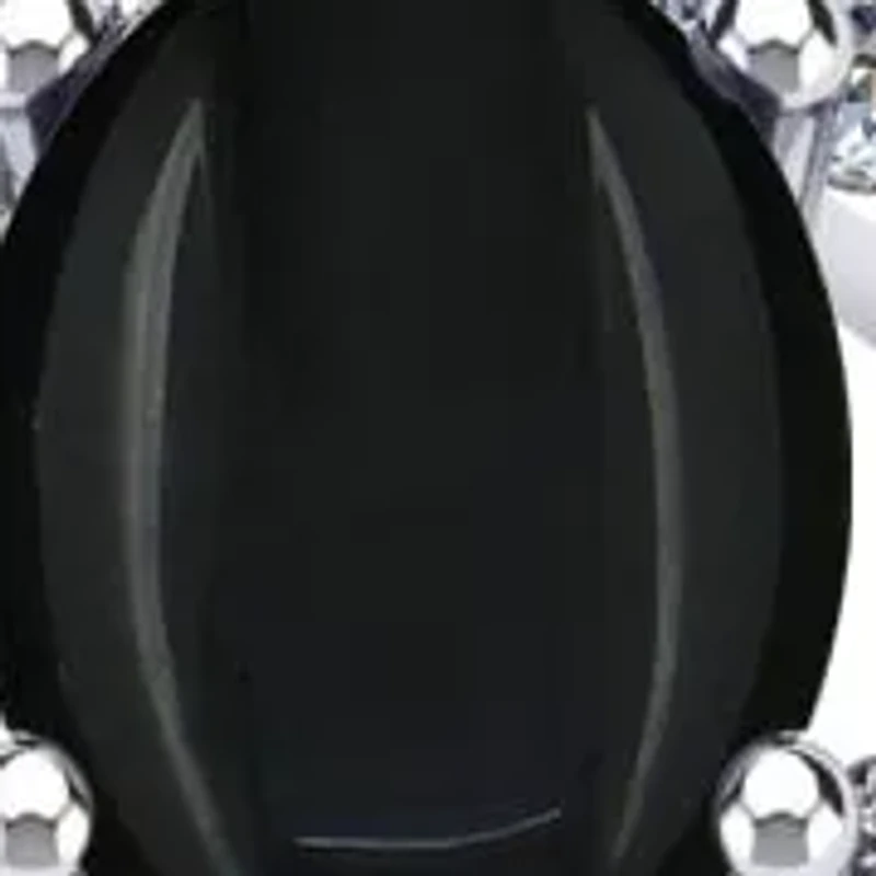 1.40 Carat Oval Shape Gemstone and Fancy Diamond Ring Sterling Silver