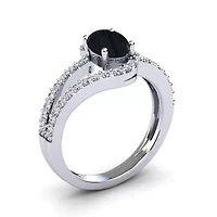 1.40 Carat Oval Shape Gemstone and Fancy Diamond Ring Sterling Silver