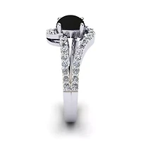 1.40 Carat Oval Shape Gemstone and Fancy Diamond Ring Sterling Silver