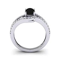 1.40 Carat Oval Shape Gemstone and Fancy Diamond Ring Sterling Silver
