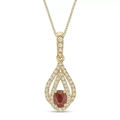 10K Gold Ruby and 1/5 ct. t.w. Diamond Pendant Necklace