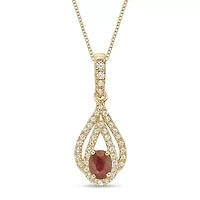 10K Gold Ruby and 1/5 ct. t.w. Diamond Pendant Necklace