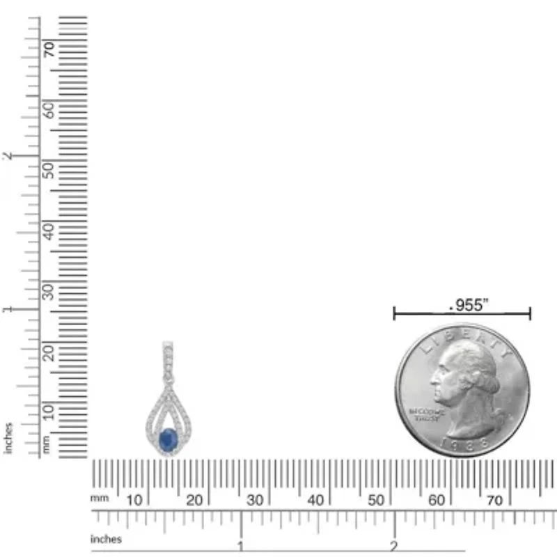 10K White Gold Sapphire and 1/5 ct. t.w. Diamond Pendant Necklace