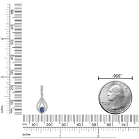 10K White Gold Sapphire and 1/5 ct. t.w. Diamond Pendant Necklace