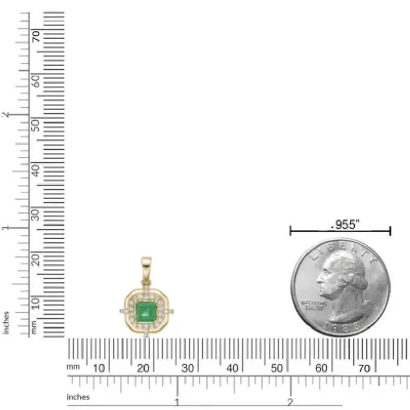 10K Gold Emerald and 1/5 ct. t.w. Diamond Pendant Necklace