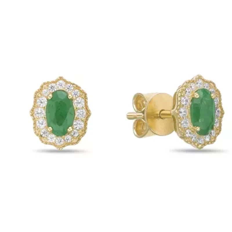 10K Gold Ruby and 1/8 ct. t.w. Diamond Stud Earrings