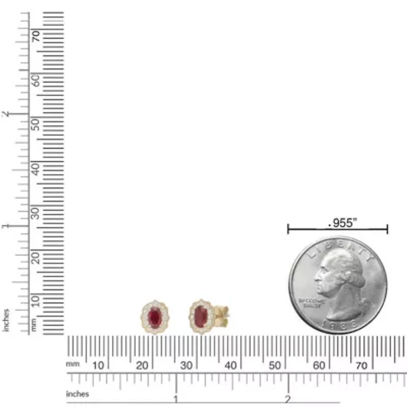 10K Gold Ruby and 1/8 ct. t.w. Diamond Stud Earrings