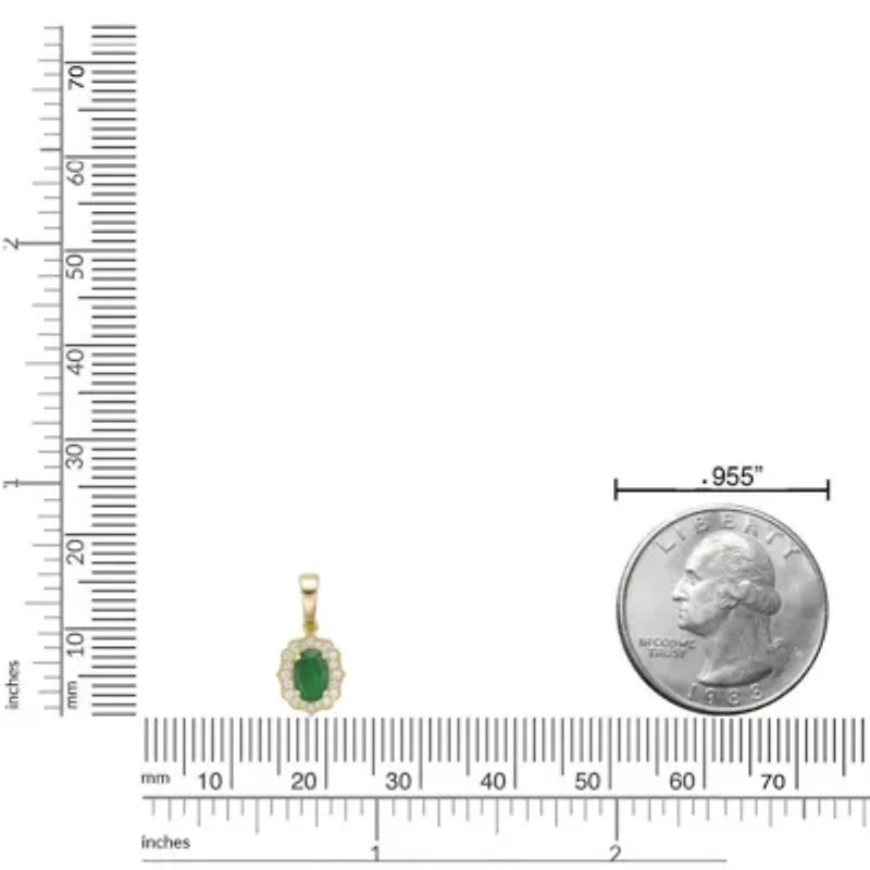 10K Gold Emerald and 1/10 ct. t.w. Diamond Pendant Necklace