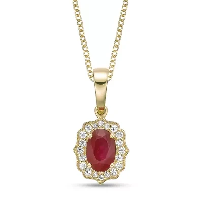 10K Gold Ruby and 1/10 ct. t.w. Diamond Pendant Necklace