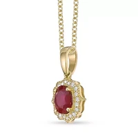 10K Gold Ruby and 1/10 ct. t.w. Diamond Pendant Necklace