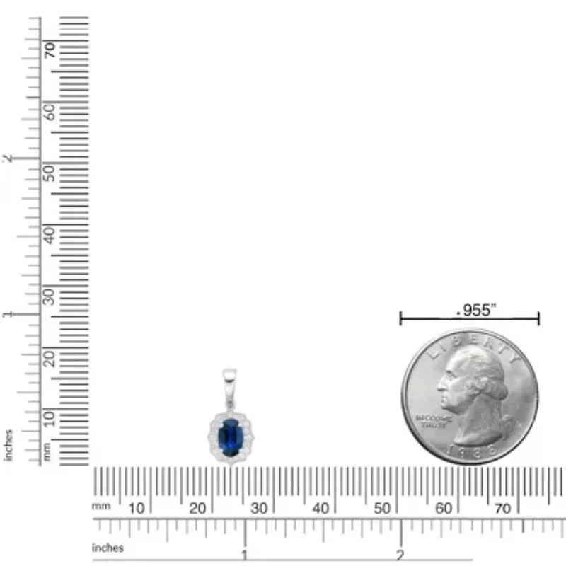 10K White Gold Sapphire and 1/10 ct. t.w. Diamond Pendant Necklace