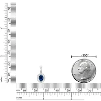 10K White Gold Sapphire and 1/10 ct. t.w. Diamond Pendant Necklace