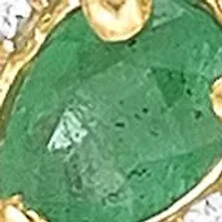 10K Gold Emerald and 1/4 ct. t.w. Diamond Stud Earrings