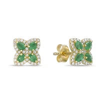 10K Gold Emerald and 1/4 ct. t.w. Diamond Stud Earrings