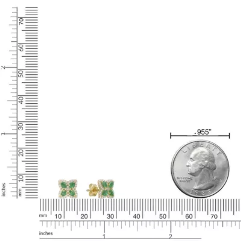10K Gold Emerald and 1/4 ct. t.w. Diamond Stud Earrings