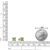 10K Gold Emerald and 1/4 ct. t.w. Diamond Stud Earrings