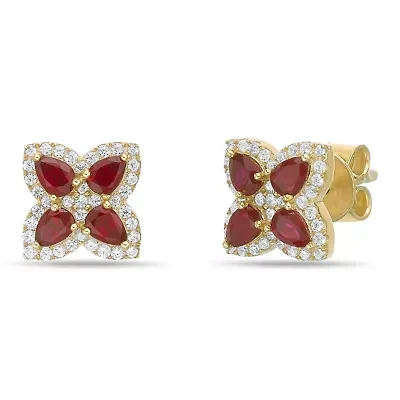 10K Gold Ruby and 1/4 ct. t.w. Diamond Stud Earrings