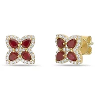 10K Gold Ruby and 1/4 ct. t.w. Diamond Stud Earrings