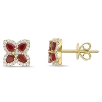 10K Gold Ruby and 1/4 ct. t.w. Diamond Stud Earrings