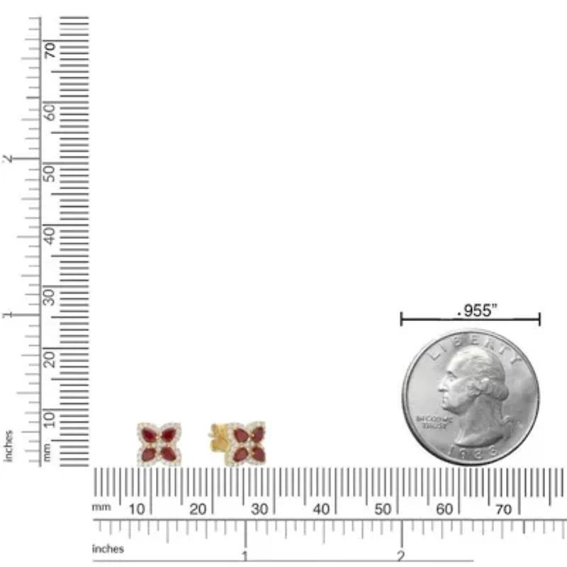 10K Gold Ruby and 1/4 ct. t.w. Diamond Stud Earrings