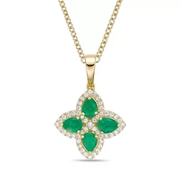 10K Gold Emerald and 1/5 ct. t.w. Diamond Pendant Necklace