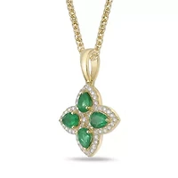 10K Gold Emerald and 1/5 ct. t.w. Diamond Pendant Necklace