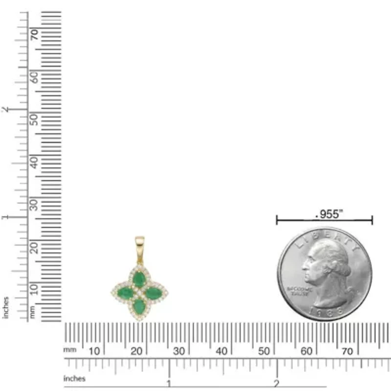 10K Gold Emerald and 1/5 ct. t.w. Diamond Pendant Necklace