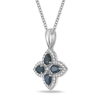 10K White Gold Sapphire and 1/5 ct. t.w. Diamond Pendant Necklace