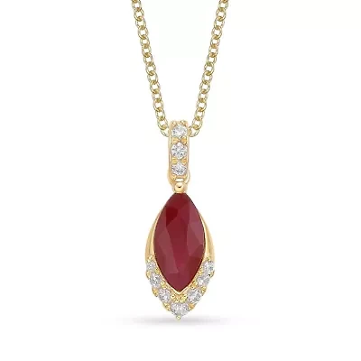 10K Gold Ruby and 1/10 ct. t.w. Diamond Pendant Necklace