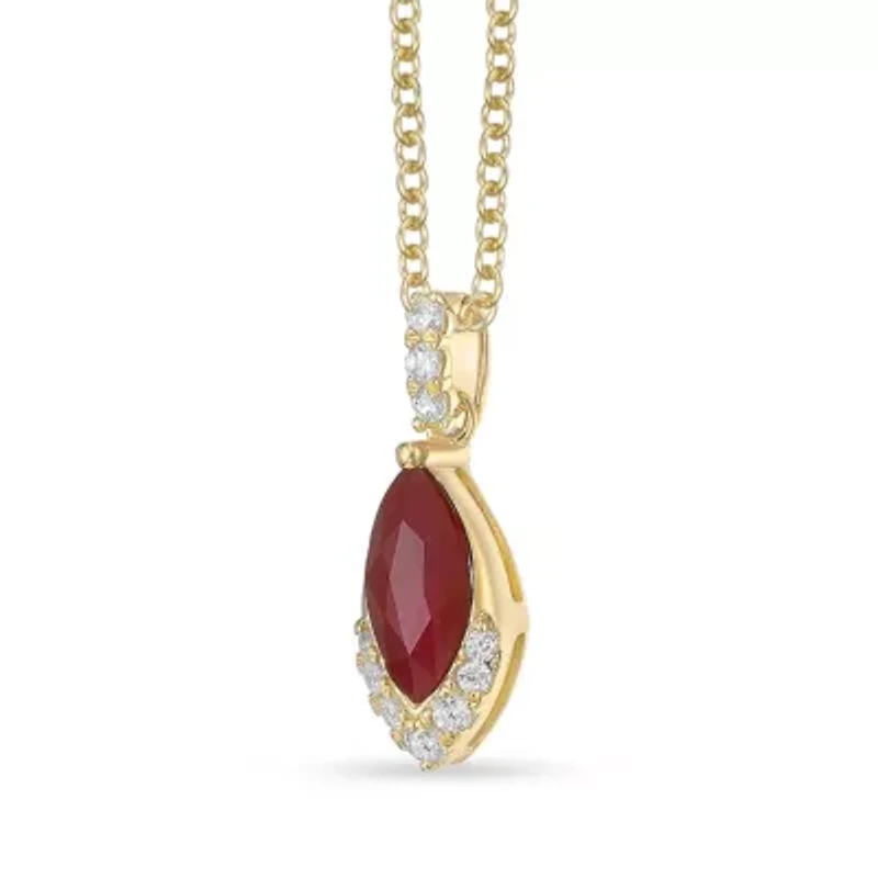10K Gold Ruby and 1/10 ct. t.w. Diamond Pendant Necklace