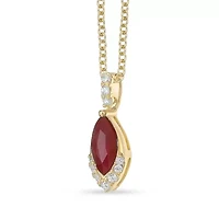 10K Gold Ruby and 1/10 ct. t.w. Diamond Pendant Necklace