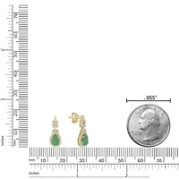 10K Gold Emerald and 1/4 ct. t.w. Diamond Drop Earrings
