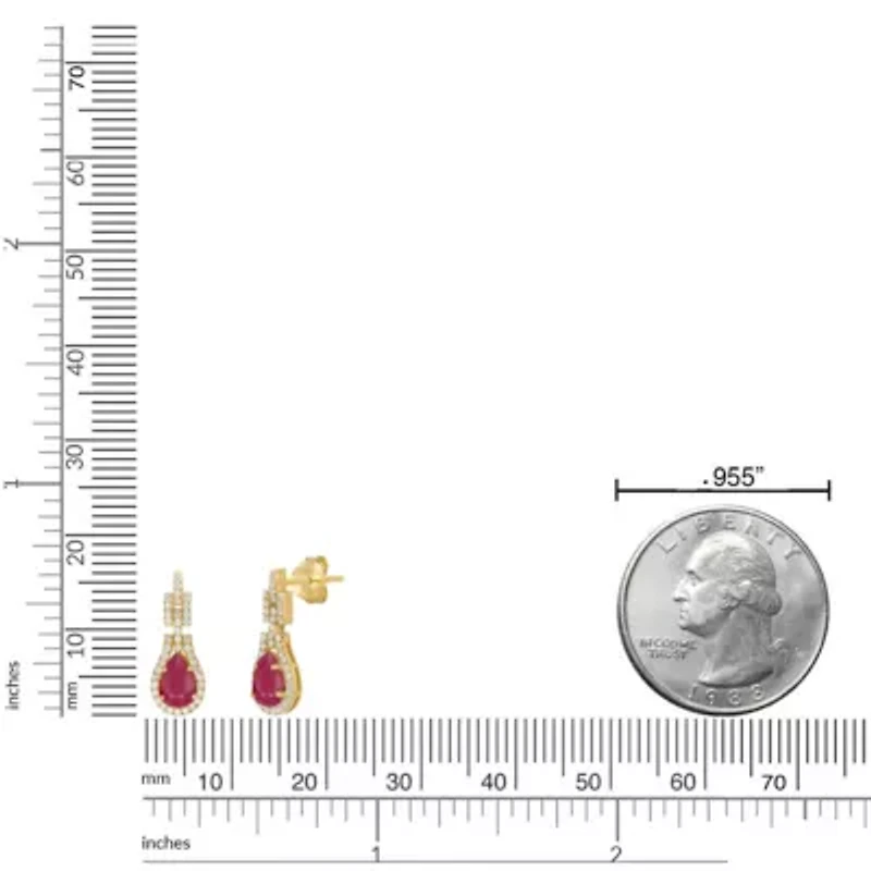 10K Gold Ruby and 1/4 ct. t.w. Diamond Drop Earrings