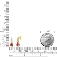 10K Gold Ruby and 1/4 ct. t.w. Diamond Drop Earrings