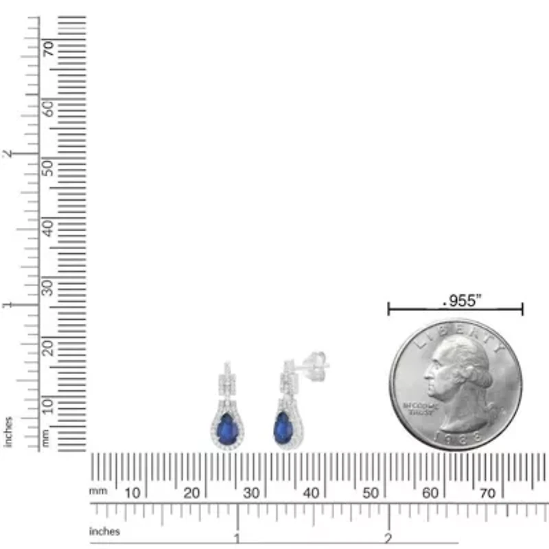 10K White Gold Sapphire and 1/4 ct. t.w. Diamond Drop Earrings