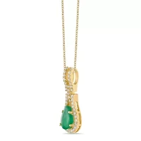 10K Gold Emerald and 1/8 ct. t.w. Diamond Pendant Necklace
