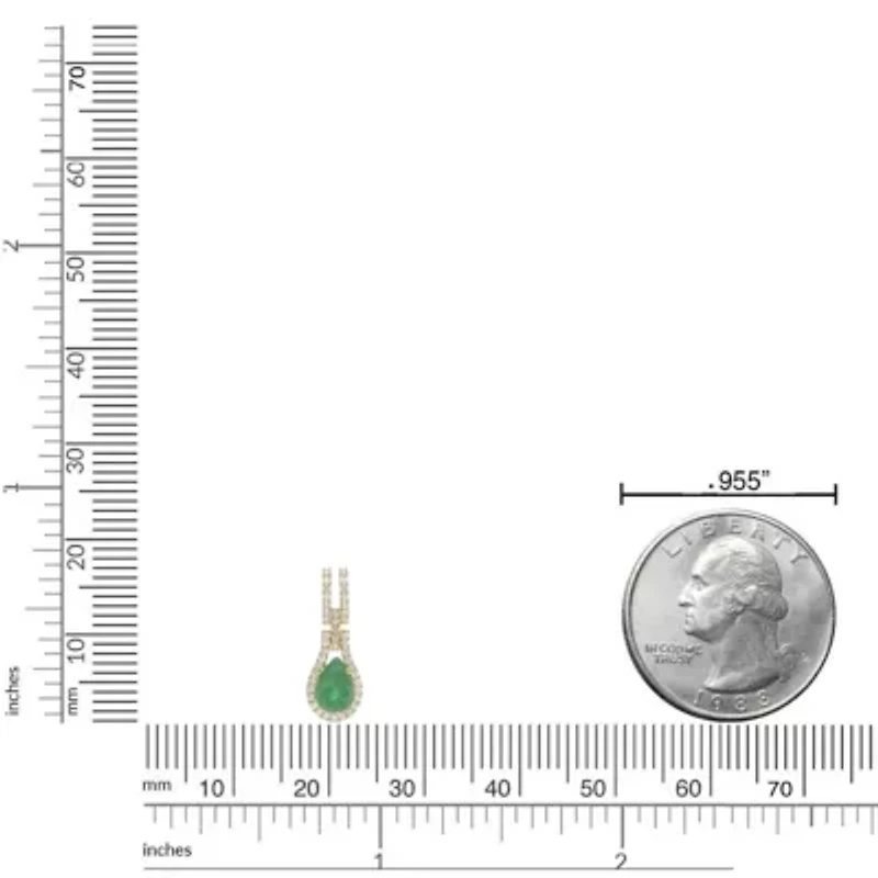 10K Gold Emerald and 1/8 ct. t.w. Diamond Pendant Necklace