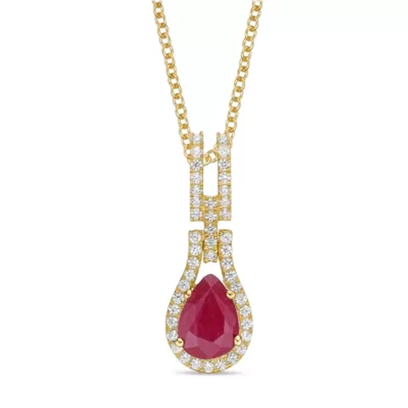 10K Gold Ruby and 1/8 ct. t.w. Diamond Pendant Necklace