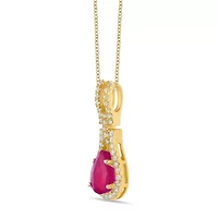 10K Gold Ruby and 1/8 ct. t.w. Diamond Pendant Necklace