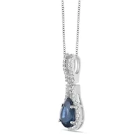 10K White Gold Sapphire and 1/8 ct. t.w. Diamond Pendant Necklace