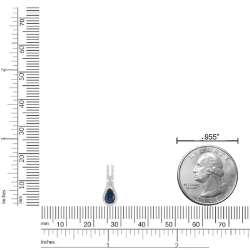 10K White Gold Sapphire and 1/8 ct. t.w. Diamond Pendant Necklace