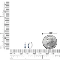 10K White Gold Sapphire and Diamond Accent Hoop Earrings