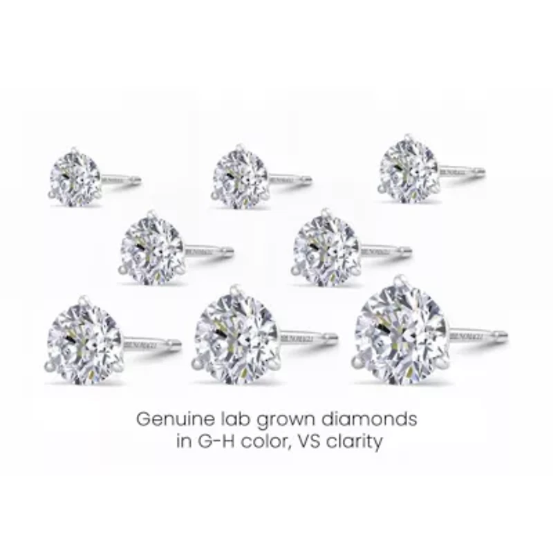 Lab Created Mens 1 Carat Lab Grown Diamond Martini Stud Earring In Sterling Silver