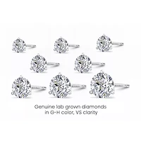 Lab Created Mens 1 Carat Lab Grown Diamond Martini Stud Earring In Sterling Silver