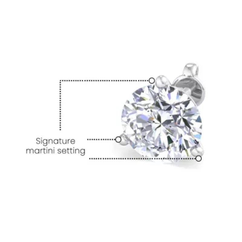 Lab Created Mens 1 Carat Lab Grown Diamond Martini Stud Earring In Sterling Silver