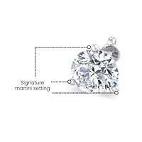 Lab Created Mens 1 Carat Lab Grown Diamond Martini Stud Earring In Sterling Silver